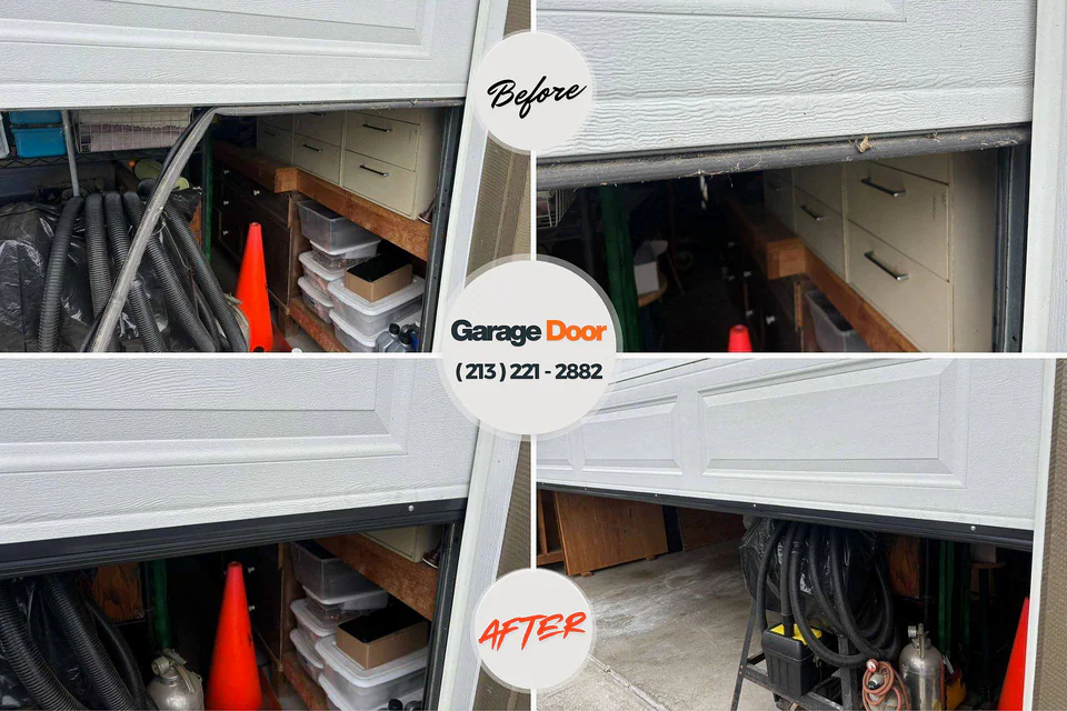Before and after: garage door repair Jonesville, LA